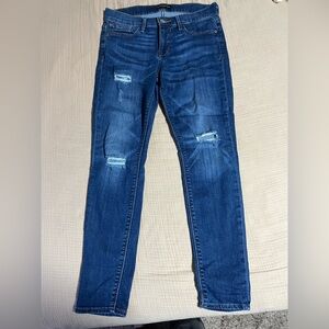 Express Deep Blue Ripped Skinny Jeans